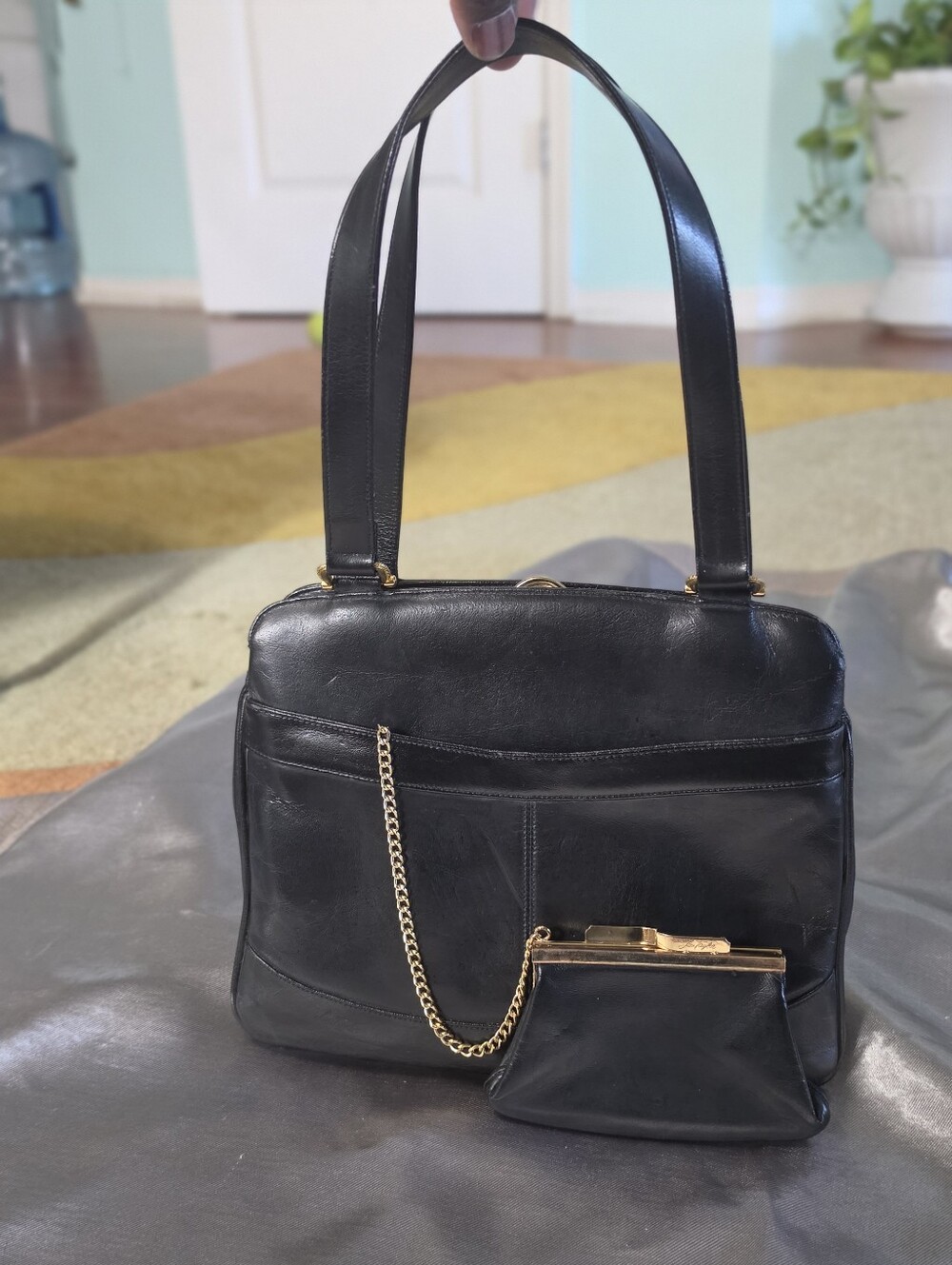 Vintage Lou Taylor Purse Pop Up Swivel Mirror ITALY 60s 70s Retro  leather bag